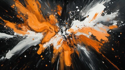 Poster - Abstract artwork featuring dynamic splashes of gold, white, and black, conveying energy and movement.