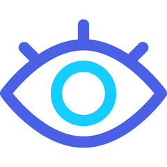 Poster - Simple Blue Eye Icon With Circular Center Representing Vision, Clarity, and Focus in Digital Design