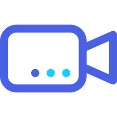 Poster - Simple Blue Video Camera Icon Representing Digital Media Production and Creative Content Creation in a Modern Design