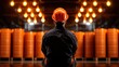 © Chanita - Worker in safety gear oversees industrial environment with bright lights and storage drums