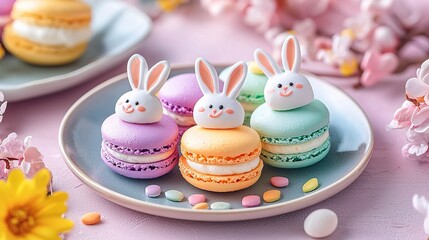 create delightful easter treats with the colorful somneuk macaron baking kit featuring adorable bunn