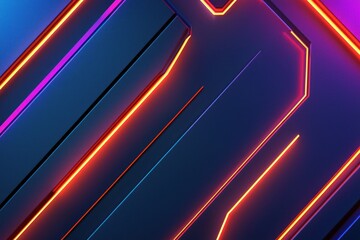 Poster - Abstract Geometric Design with Vibrant Neon Lights