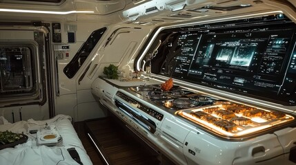Poster - Futuristic Kitchen Interior with Advanced Technology and Food Preparation