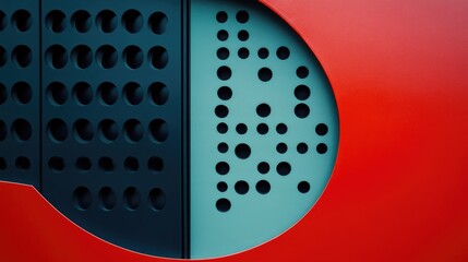 A close-up view of a red object with holes, suitable for illustrations or designs