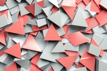 Poster - Scattered triangular shapes in red and white colors
