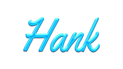 Glowing blue effect of name Hank on white background.