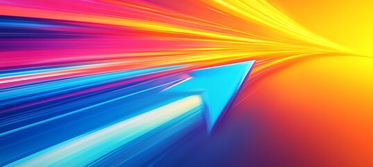 Poster - An abstract representation of a growing graph or arrow with bright colors and digital effects