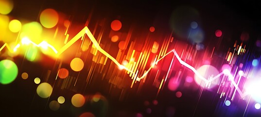 Poster - An abstract representation of a growing graph or arrow with bright colors and digital effects