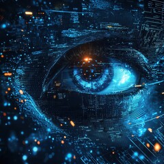 Poster - Explore the intricacies of digital technology through the lens of futuristic eye imagery