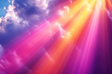 Aufkleber - Sunbeams Shining Through Pink and Orange Clouds