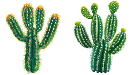 Poster - Vibrant Collection of Cacti With Distinct Shapes and Colors Generative AI