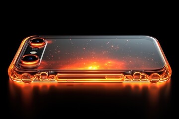 Aufkleber - A Transparent Smartphone Glowing with Orange Light