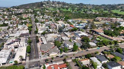 Wall Mural - Aerial view over La Jolla hills with big villas, San Diego, California, USA