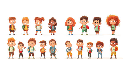 Poster - Cartoon Students With Backpacks in Varied Groups Generative AI