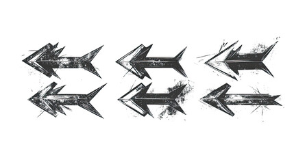 Poster - grunge draft sketch arrows collection on transparent background generative ai