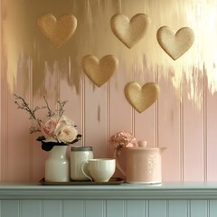 Wall Mural - Radiant Cosmic Heart Stars Nebulae Celestial Wallpaper