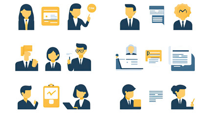Poster - business management icons for teamwork and leadership generative ai