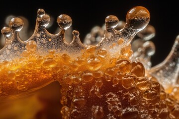 Canvas Print - Close-up of a Golden, Bumpy, and Translucent Substance