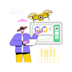 Poster - AI-Enhanced Crop Monitoring abstract concept vector illustration.