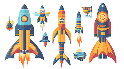 Poster - Vibrant Rocket Collection of Successful Clear Day Launches Generative AI