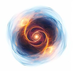 Poster - Abstract energy vortex swirling in space with blue and orange waves, perfect for science, technology, and spiritual concepts