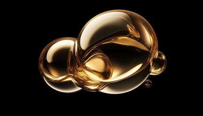 Poster - 3d Rendering Of Golden Liquid Oil Bubble Elements, Creating Visual Impact And Realistic Texture For A More Engaging Experience.