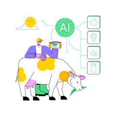 Poster - AI-Streamlined Livestock Management abstract concept vector illustration.