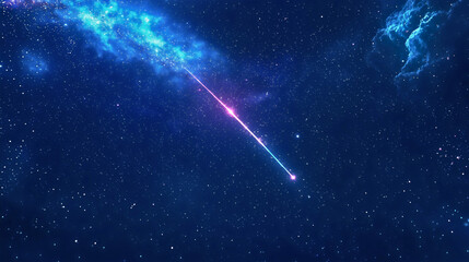 a shooting star, a very rare cosmic phenomenon, a falling star. a shooting star in a beautiful dark 
