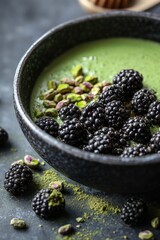 Sticker - Fresh blackberries and crunchy pistachios in a single serving bowl