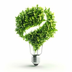 Poster - Light bulb made of green plants growing on a white background