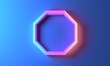 © Александр Михайлюк - Abstract geometric hexagonal shape colored with pastel neon colors. Simple icon isolated on plain blue background.