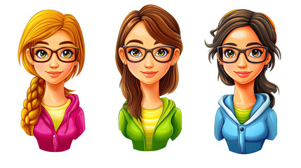 Poster - Modern Avatar Collection of Young Girls for Gaming Profile Choices Generative AI