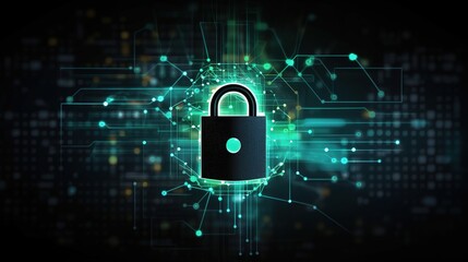 Poster - Digital Lock on Network Background