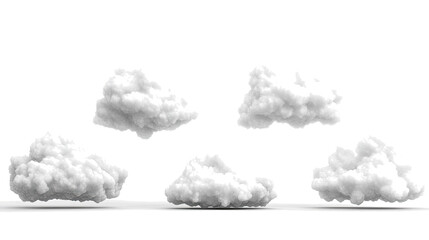 Poster - Collection of Fluffy White Clouds Isolated on a Transparent Background Generative AI