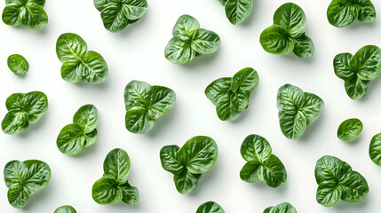 Wall Mural - a repeating pattern of green leaves on a white background. (1)