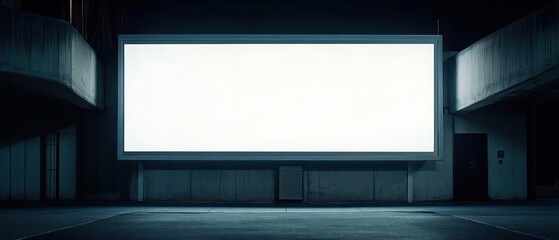 Poster - A large, empty billboard in a dimly lit urban environment.