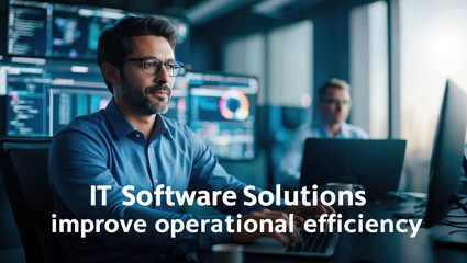 Fototapete - Picture IT Software solutions, improve operational efficiency