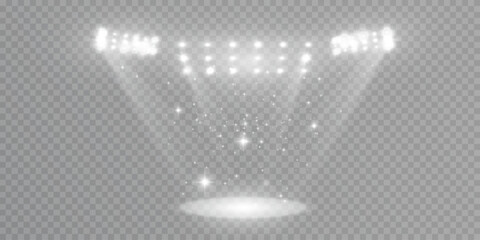 Aufkleber - Spotlight effect. Stage lighting with bright LED strobe lights. Spotlights on a transparent background.	