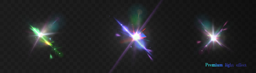 Aufkleber - Light effect. Vector illustration of bright color. Abstract laser light beams. Chaotic neon light rays