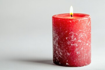 Poster - A single red candle is lit on a white surface
