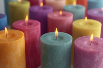 Aufkleber - A group of vibrant candles photographed up close