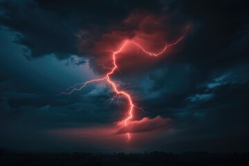 Poster - A dramatic moment of electricity striking the atmosphere