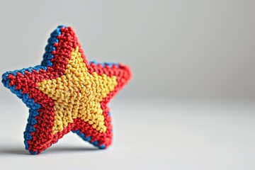 Poster - A handmade crocheted star ornament against a white background, ideal for decorative purposes or as a gift wrap accent