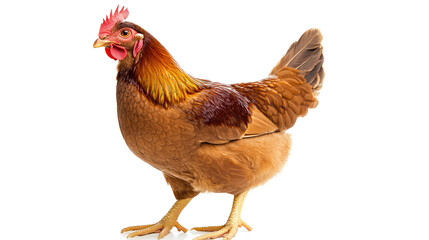 Poster - Brown Chicken Standing in Profile on a Transparent Background Generative AI