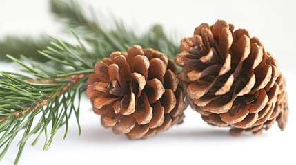 Poster - A pair of pine cones resting on the branches of a pine tree