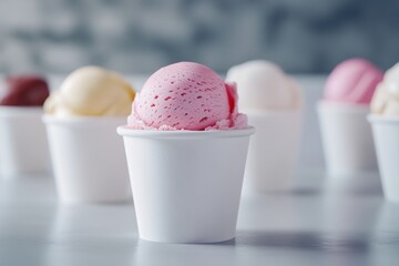 Poster - A row of colorful cups filled with different flavors of ice cream