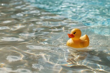 Poster - A rubber duck floats on the surface of a pool of water