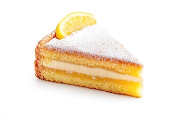 Poster - A simple dessert featuring a slice of lemon on top of a piece of cake, perfect for a snack or dessert