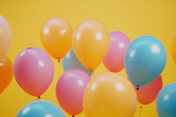 Poster - Balloons of different colors suspended in mid-air, no strings attached