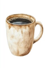 Poster - A simple, white mug with a design on a clean white background